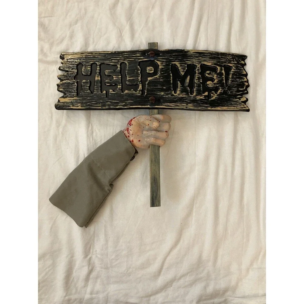 Zombie Help Me Sign Halloween Lawn Decoration Party Prop 14.5 in x 19 in